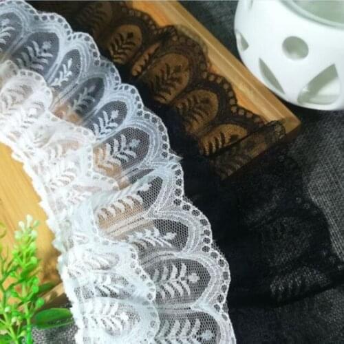 1Yards Latest Leaf Embroidery Lace Fabric Sewing Wedding Lace Fabric Guipure 9cm Tulle Lace Ribbon Trim Dress Collar Crafts ZA10