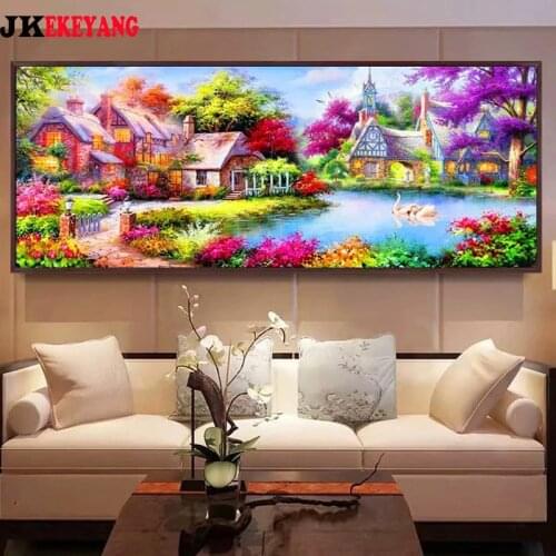 Large size diy 5D diamond painting Full drill Lakes and cabins diamond embroidery mosaic cross stitch Y4447