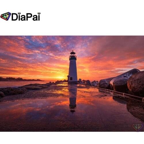 DIAPAI 5D DIY Diamond Painting 100% Full Square/Round Drill "Tower sunset" Diamond Embroidery Cross Stitch 3D Decor A22981