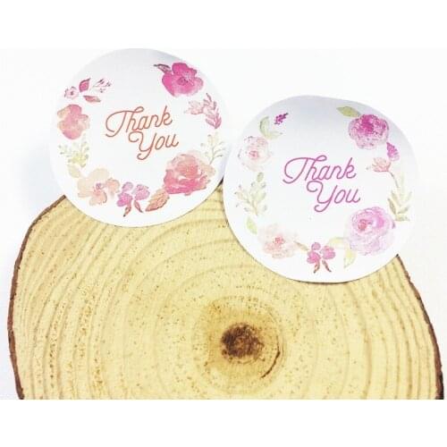 Free shipping1200pcs/lot Sweet Wreath Thank You With White Background Cake Packaging Baking DIY Gift Scrapbooking Stickers