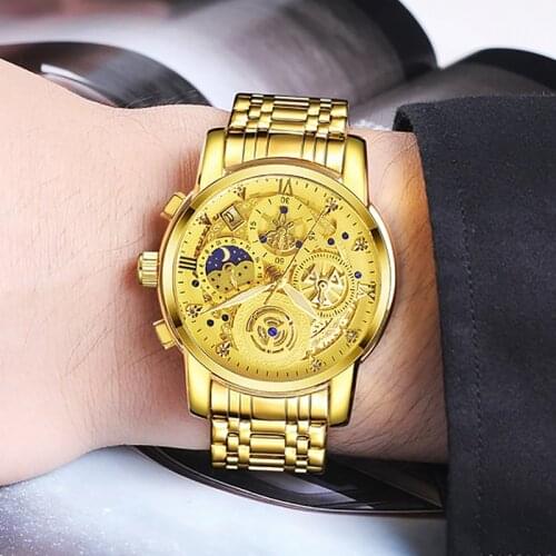 WWOOR Top Brand Luxury New Men Watch Sporty Stainless Steel Band Chronograph Quartz Wristwatch with Auto Date Relogio Masculino