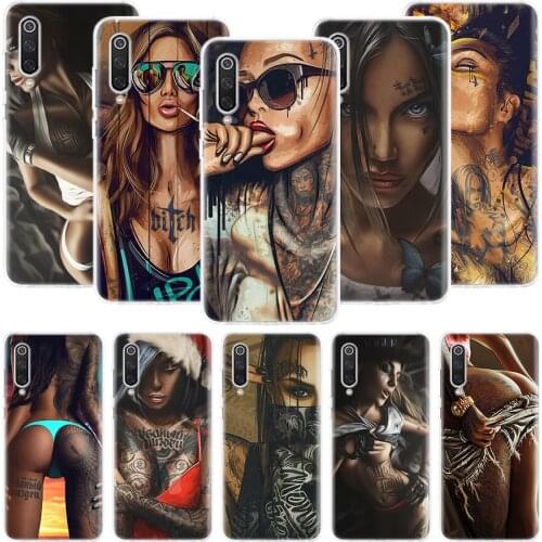 Sexy Sleeve Tattoo Girls Cool Phone Case For Xiaomi Redmi Note 10 9 8 Pro 9S 8 8T 7 6 5 6A 7A 8A 9A 9C 4X S2 K20 K30 Art Cover C