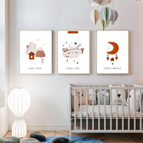 Childish Boho Posters With Cute Shaman Cloud Nursery Wall Art Prints Canvas Paintings Printed Pictures for Baby Room Home Decor