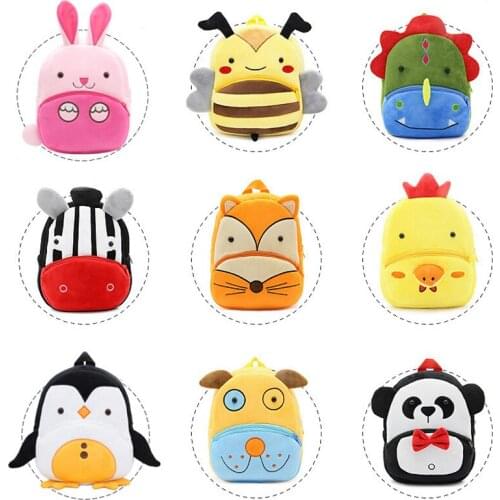 ChildrenS Fashion Backpack Plush Cartoon Animal Zipper Outdoor Travel Large Capacity Boy Girls Kids Kindergarten School Bag