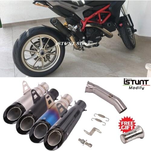 For Ducati Hypermotard 821/SP Hyperstrada 821 Middle Link Pipe Escape Connection 51mm Muffler DB Killer Motorcycle Exhaust Pipe