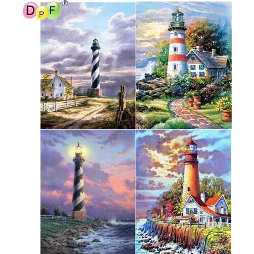 DPF 5D Round/Square full Diamond Painting Cross Stitch lighthouse Crafts Diamond Embroidery Mosaic Needlework kits Home Decor