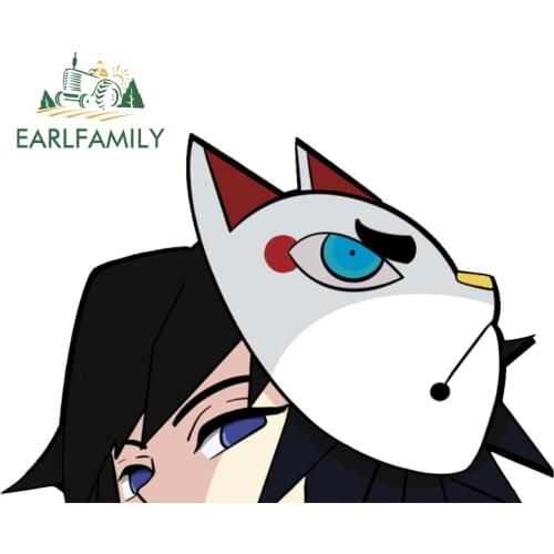 EARLFAMILY 13cm x 9cm Striking Tide Peeker Tomioka Giyuu Car Sticker JDM Car Door Windows Decal Cartoon Car Accessories