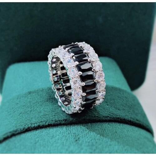 Elegant 100% 925 Sterling Silver Agate Created Moissanite Gemstone Wedding Party Couple Ring Fine Jewelry Best Gifts Wholesale