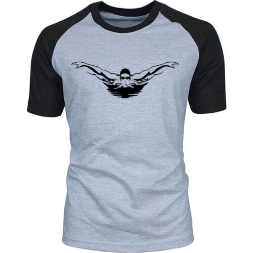 Swimmer Swim Pool Sport Fashion Men Tee Shirt Summer T-shirt Cotton Mens raglan Short Sleeve O Neck Streetwear T Shirt Top