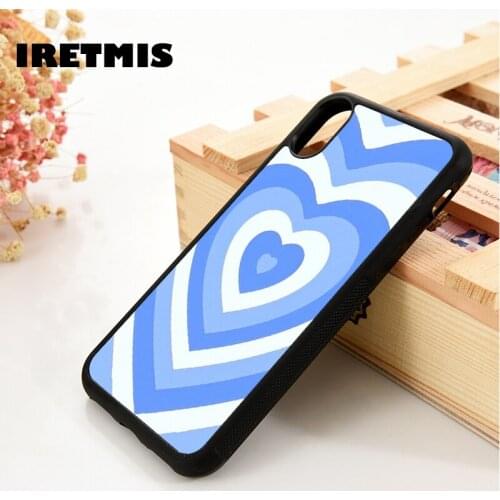 Iretmis 5 5S SE 6 6S TPU Silicone Rubber Phone Case Cover for iPhone 7 8 Plus X Xs 11 12 MINI Pro Max XR Blue Illusion Hearts