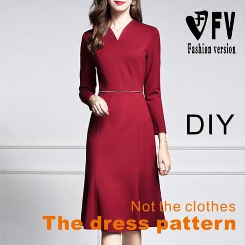 Pattern Making Womens Long Sleeve Dress Cutting Drawings Clothing Pattern BLQ-505