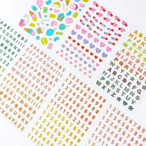 Kawaii Gold Stamping PVC Letter Alphabet label Sticker For DIY Scrapbooking Cute Cake Heart Deco Stationery journal Stickers