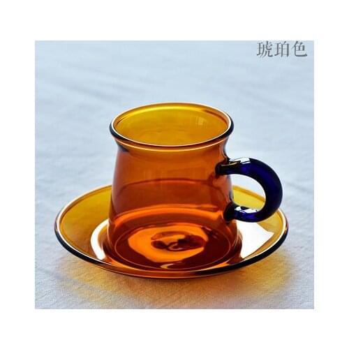 Colored Glass Coffee Cup High Borosilicate Heat-resistant Creative Female Designer Coffee Cup And Saucer Afternoon Tea Drinkware