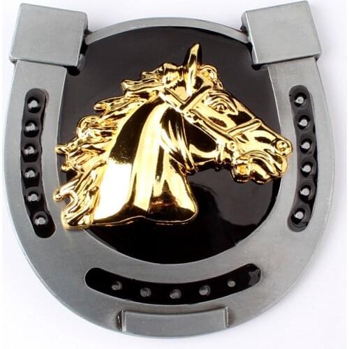 Equestrian theme Belt buckle Golden horse head buckle Belt DIY Components