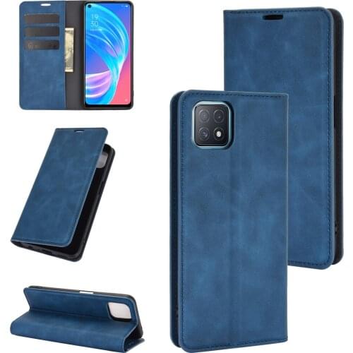 A73-5G Auto Switch Leather Case for Oppo A73 2020 (5G version) 6.5in Flip Wallet Book Style Cover Black BBK 2161 CPH2161 OppoA73