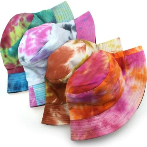 Summer Tie Dye Bucket Hat Fishing Caps Womens Flat Fishermen Caps Fashion New harajuku hat korea unisex 2021