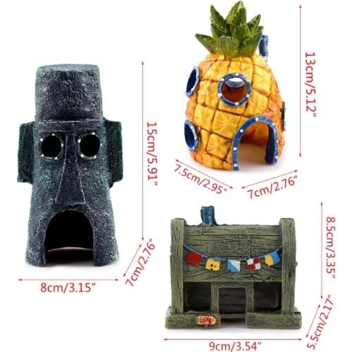 M68E Aquarium Cartoon Fish Tank Decor Pineapple House Crab Restaurant Ornaments Fish Cave Landscaping Aquarium Accessories