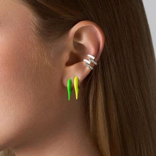 Mini Small Huggie Hoops Gold Color Neon Enamel Fashion Colorful Girl Women Jewelry Earrings