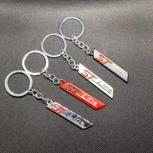 Metal ST Line Logo Car Keychain Key Ring Holder for Ford F-150 Focus X Vignale ST Line Mondeo Escape EcoBoost 245 330 Explorer