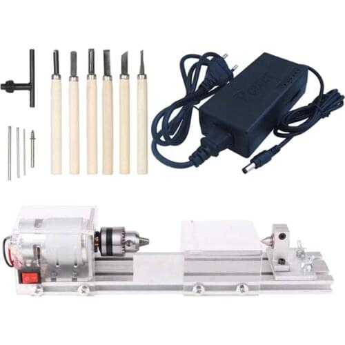 Mini Wood Lathe Machine DIY Woodworking Miniature Mini Lathe Beads Polisher Machine