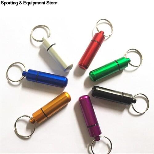 Mini Survival Waterproof Pills Box Drug Container Aluminum Medicine Bottle Key chain Portable Outdoor Pills Storage Holder Tank