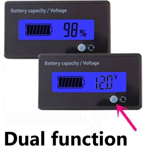 Multifunctional 12V LCD Battery Capacity Monitor Gauge Meter for Lead-acid Battery Motorcycle Golf Cart Car Blue