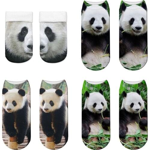 Fashion Casual Cool Panda Patterned Harajuku Socks Women Hipster Funny Cotton Short Socks Female Art Low Thin Socks