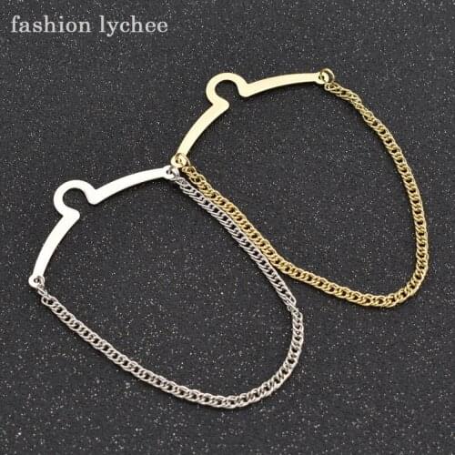 Fashion lychee 2pcs Gold Silver Color Metal Tack Clip Clasp Mens Necktie Link Tie Chain Hot sale Clothes Jewelry