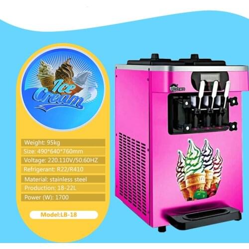 Ice Cream Makers Commercial Automatic Desktop Soft Ice Cream Machine High Quality Stainless Steel Ice Cream Machine LB-18