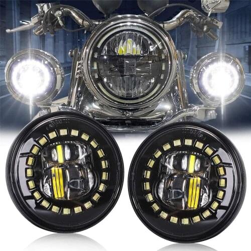 Motorcycle 4.5 Inch Fog Light Passing Auxiliary For Harley Touring Electra Glide Road King Black 30w LED Foglamp Accessories