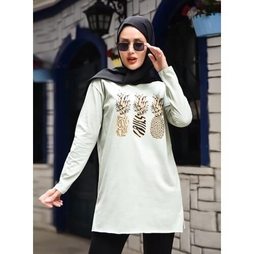 Muslim Women 'S Printed Tunic-Mint