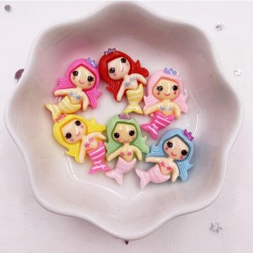 New Resin Colorful Bikini Princess Girl Mermaid Flatback Figurines Cabochon Scrapbook DIY Craft Home Decor Accessories OH64