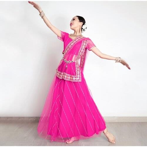 New Sarees For Women In India Professional Bollywood Dance Stage Performance Clothes Oriental Classical Dance Costumes DQL5823