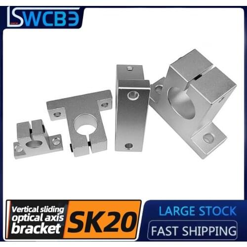 Optical axis holder slider vertical support seat bearing seat 1PCS SK20 aluminum optical axis bracket polished rod holder