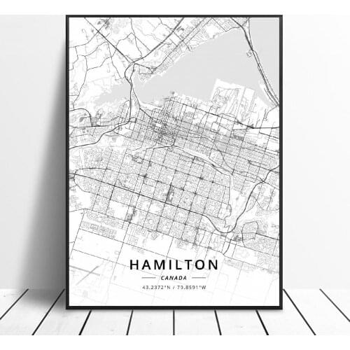 Hamilton Kelowna Leduc Sherbrooke Toronto Ajax Canada Map Canvas Art Poster