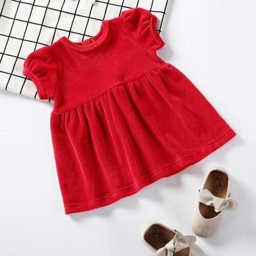 Baby clothes newborn baby girls dresses infant dress red color baby girls dress kids clothes short sleeves red color dress