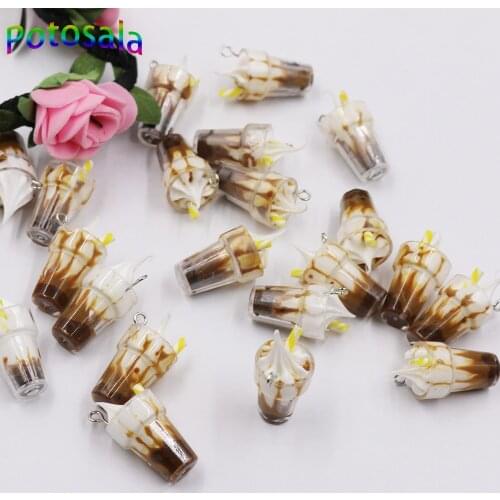 Potosala 10pcs Cute Duck Ice Cream Resin Pendants Handmade Crafts Charms Jewelry For DIY Earrings Necklace Keychain Making