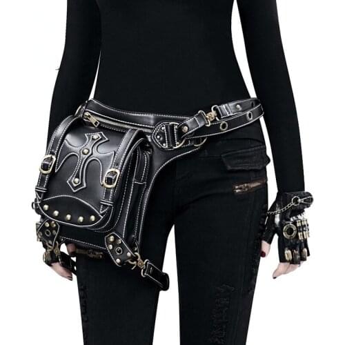 Steam Punk Waist Leg Hip Belt Banana Bag Outdoor Shoulder Bag Mobile Phone Waist Bag Fanny Packs Pack for Women Purse Cyberpunk