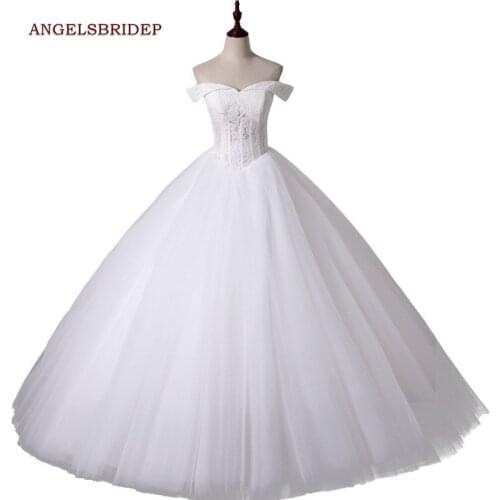 Luxury Off-Shoulder White Ball Gown Wedding Dress Lace Bodice Sweetheart Vestido De Noiva Formal Bride Dresses