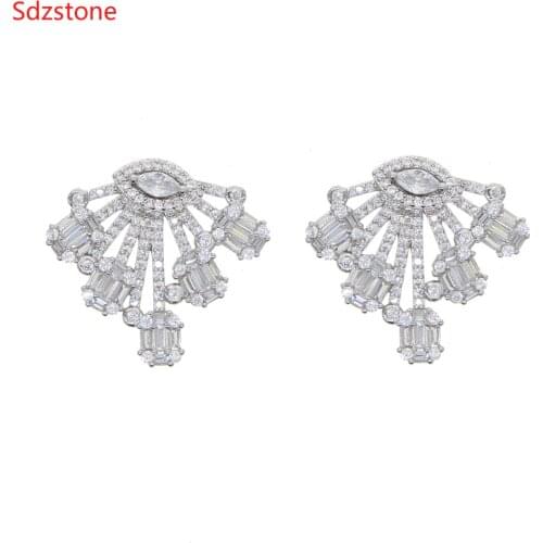 Luxury High Quality Evil Eye Crystal Earrings For Women Micro Pave Full Stone Stud Earrings Metal Fashion Jewelry