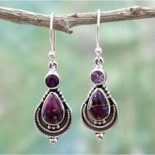 New Retro Purple Dragon Crystal Earrings Women European and American Fashion Purple Earrings Wholesale