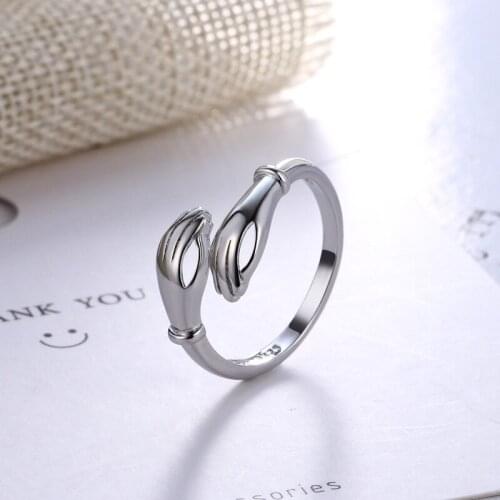 Cute Mini Silver Color Love Hug Open Ring For Women Creative Hands Embracing Adjustable Warmly Embraced Rings Jewelry A944