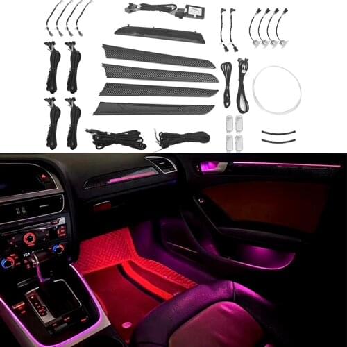 LED ambient light For audi A4 B8 A5 Q5 2010-2016 Peach wood grain turbine vent Car air condition vent decorate lamp carbon fiber