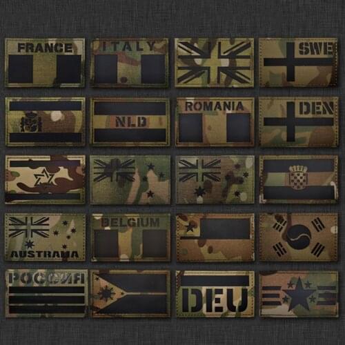 IR Reflective National Flag Russia UK Israel Australia Chile Spain Korea Night Recognition Chapter Velcro Tactical DIY Stickers