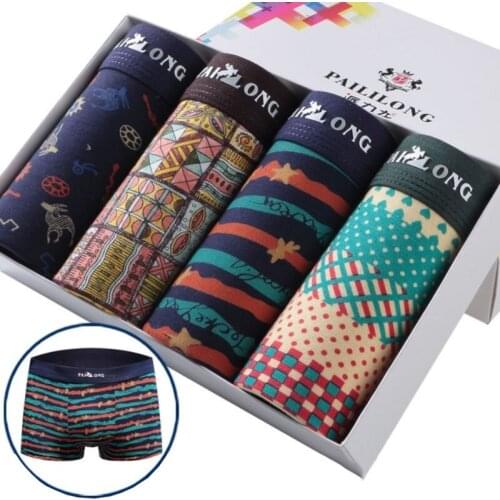 4pcs/lot Mens Boxer Underwear Modal Boxers Hombre Brand Mens Underpants Male Panties Breathbale U Convex Pouch Printed Shorts