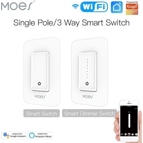 Tuya WiFi Smart Dimmer Light Switch Voice Control with Alexa Google Home Smart Life App Control Single Pole 3 Way Smart Home
