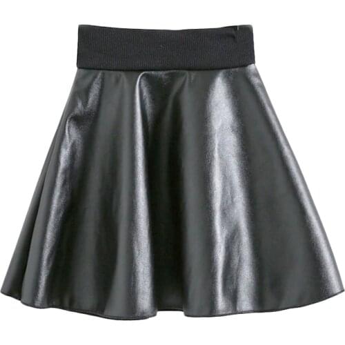Girls Skirts New Fashion PU Faux Leather jupe Elastic Waist Baby Girl Tutu Skirt Autumn Black Kids Short Skirt Children Clothing