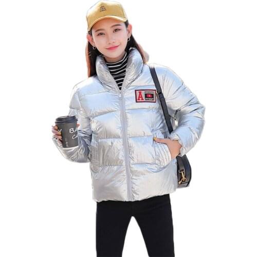 2019 Winter Glossy Bright Down Parka For Women Stand Collar Waterproof Coat Jacket Female Short Thick Warm Streetwear Jacket