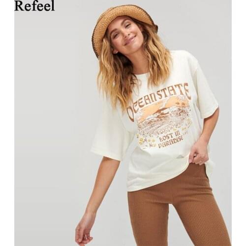 Throwback Tee White Spring Summer Women Featuring Screen Printed Oversized Loose Relaxed Fit Crew Neckline Vintage Tshirt