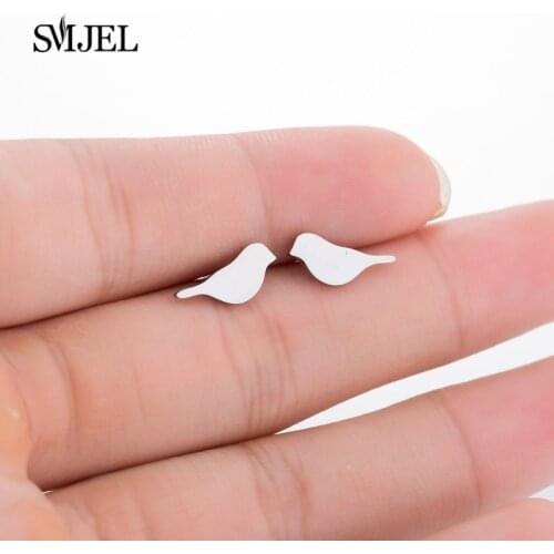 SMJEL Cartoon Bird Earrings for Women Stainless Steel Earring Ear Studs For Kids Girls Birthday Gift